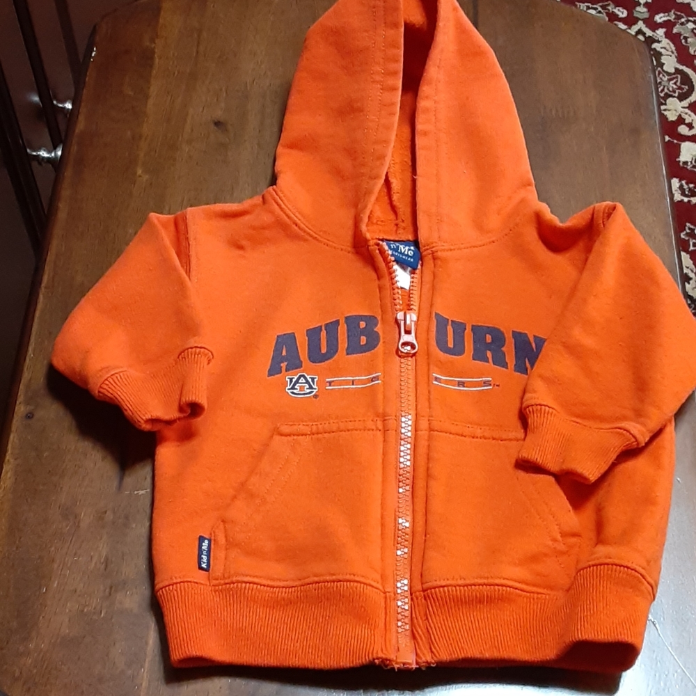 Kid n' Me orange navy blue AUBURN hoodie zip front 6 months Excellent condition…
